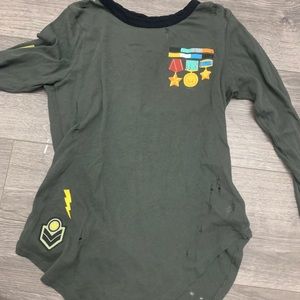 SOLD!! Green distressed chaser long sleeve